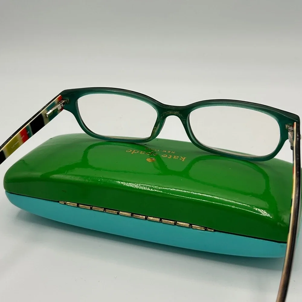 Kate Spade Lucyann 0X77 Tortoise Multi Stripe Rectangular Eyeglasses Frames Case